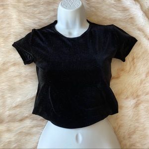 Vintage Velvet Crop Top in Black from the 90s